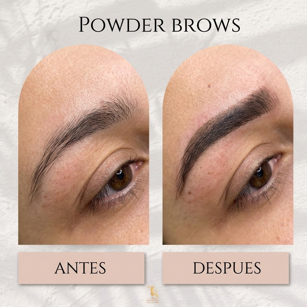 Powder Brows antes y después — TS Microblading